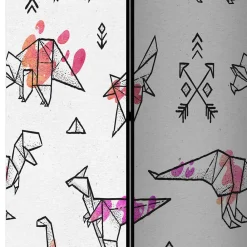 Kinder Wohnen Bedruckter Paravent mit Origami Dinos - LittleBill