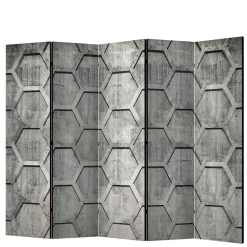 Wohnen Bedruckter Paravent mit Wabenmuster in Grau - Heavens