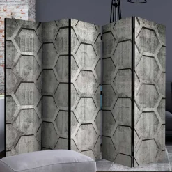 Wohnen Bedruckter Paravent mit Wabenmuster in Grau - Heavens
