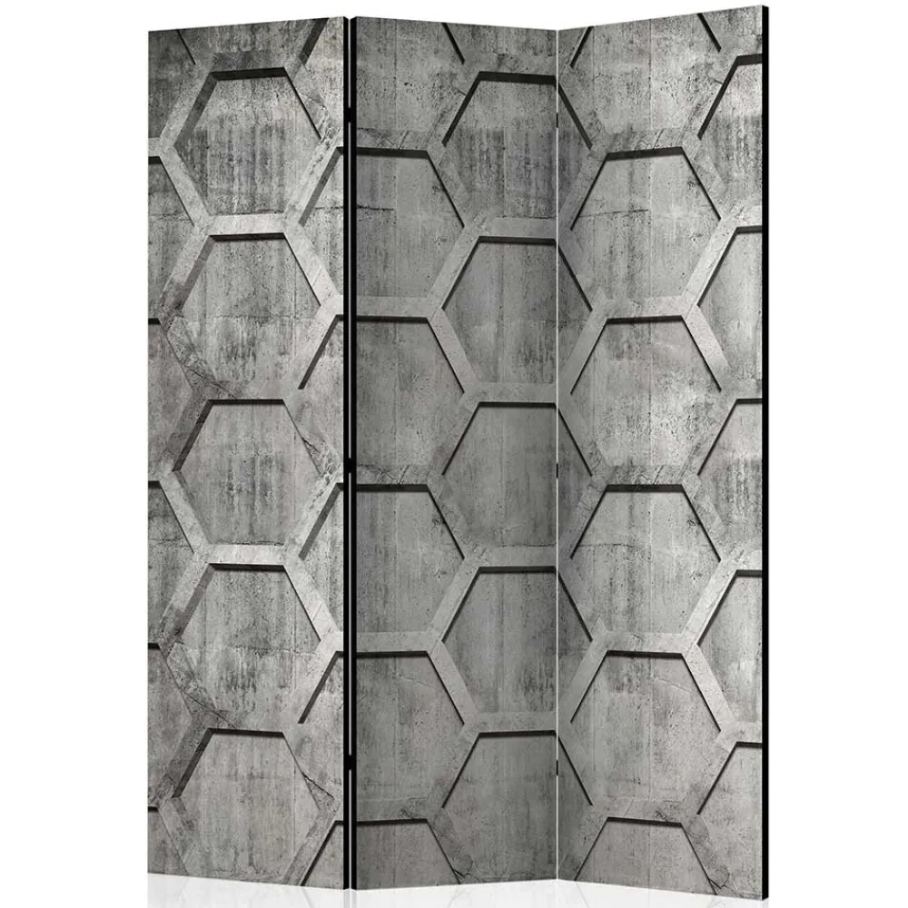 Wohnen Bedruckter Paravent mit Wabenmuster in Grau - Heavens