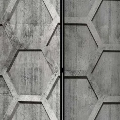 Wohnen Bedruckter Paravent mit Wabenmuster in Grau - Heavens