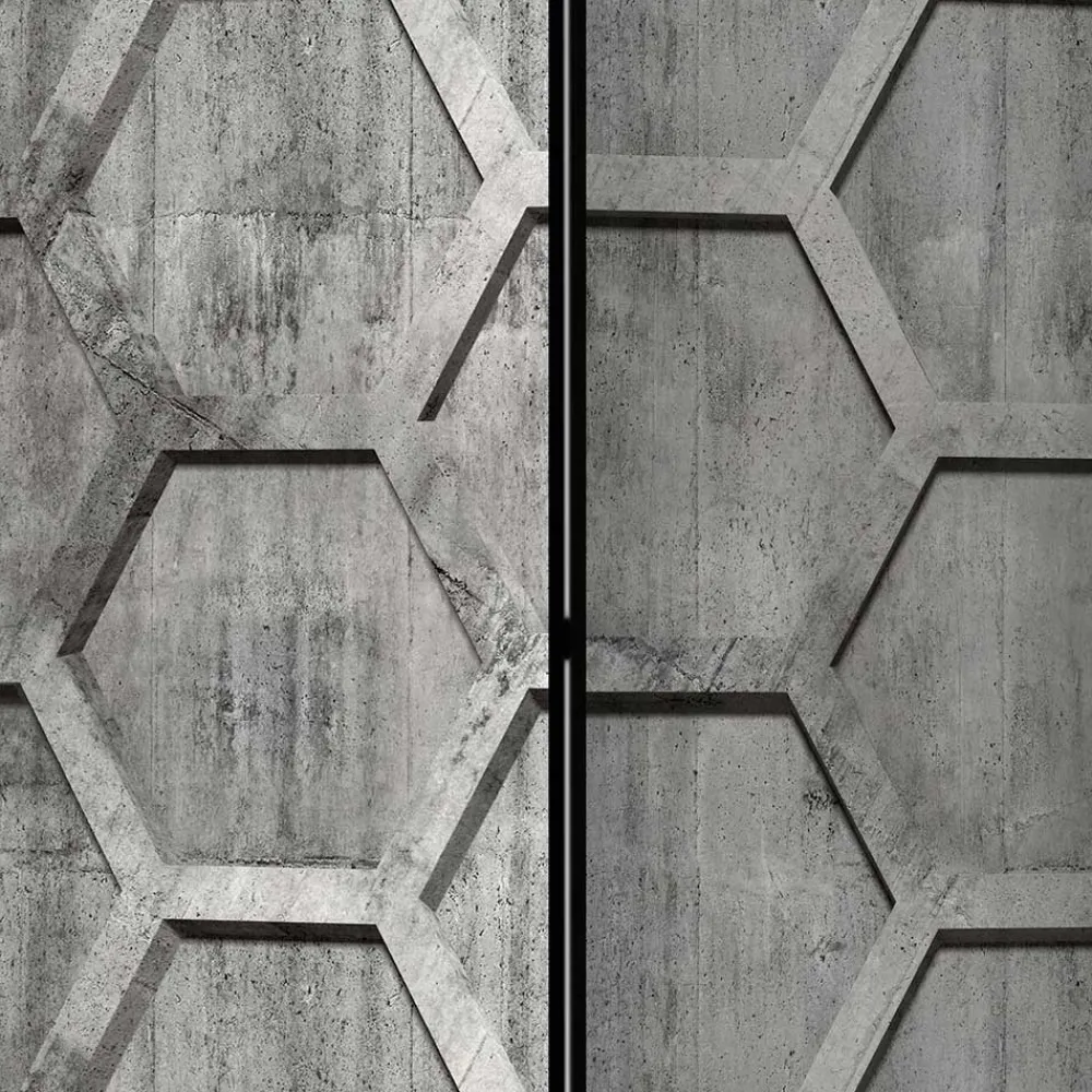 Wohnen Bedruckter Paravent mit Wabenmuster in Grau - Heavens