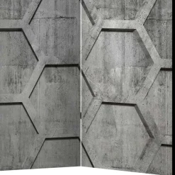 Wohnen Bedruckter Paravent mit Wabenmuster in Grau - Heavens