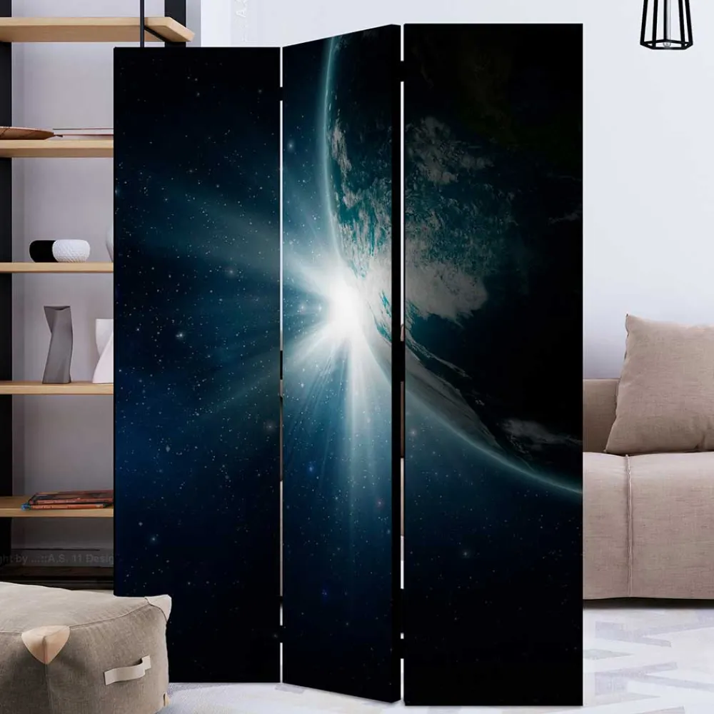 Wohnen Bedruckter Paravent mit Weltraum Erde Motiv - Novaki