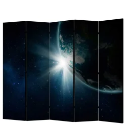 Wohnen Bedruckter Paravent mit Weltraum Erde Motiv - Novaki