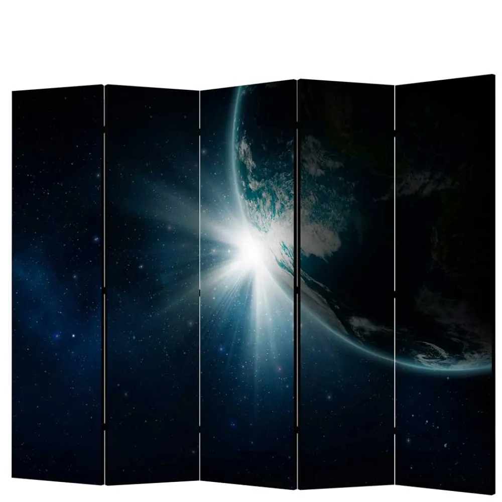 Wohnen Bedruckter Paravent mit Weltraum Erde Motiv - Novaki