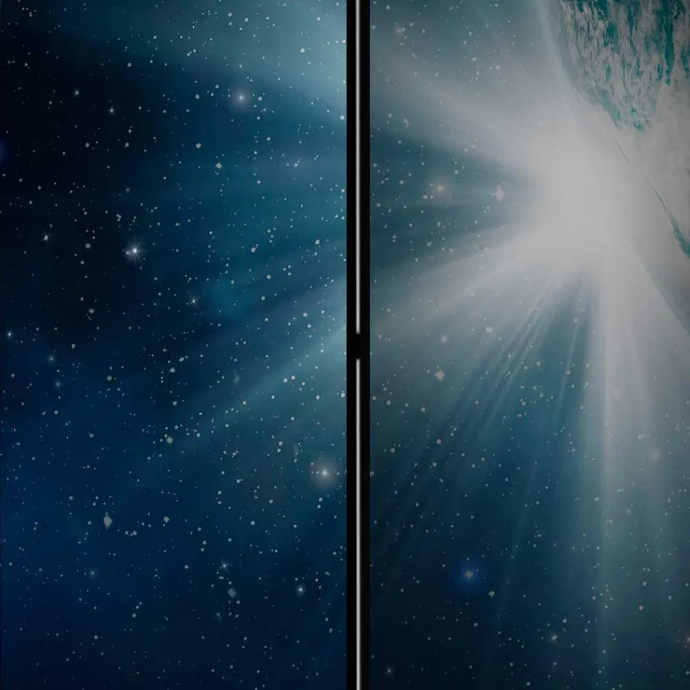 Wohnen Bedruckter Paravent mit Weltraum Erde Motiv - Novaki