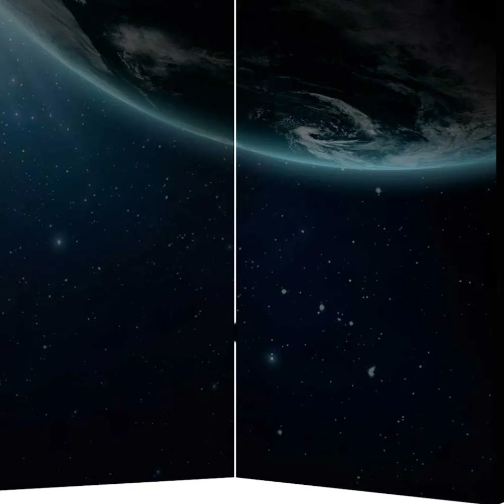 Wohnen Bedruckter Paravent mit Weltraum Erde Motiv - Novaki