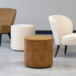 Wohnen Retro Möbel|Barhocker*Beistellhocker aus Cord in Honigfarben - Sumatra