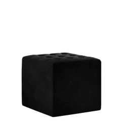 Wohnen Barhocker*Beistellhocker aus mattem Samt in Schwarz - Ostavion