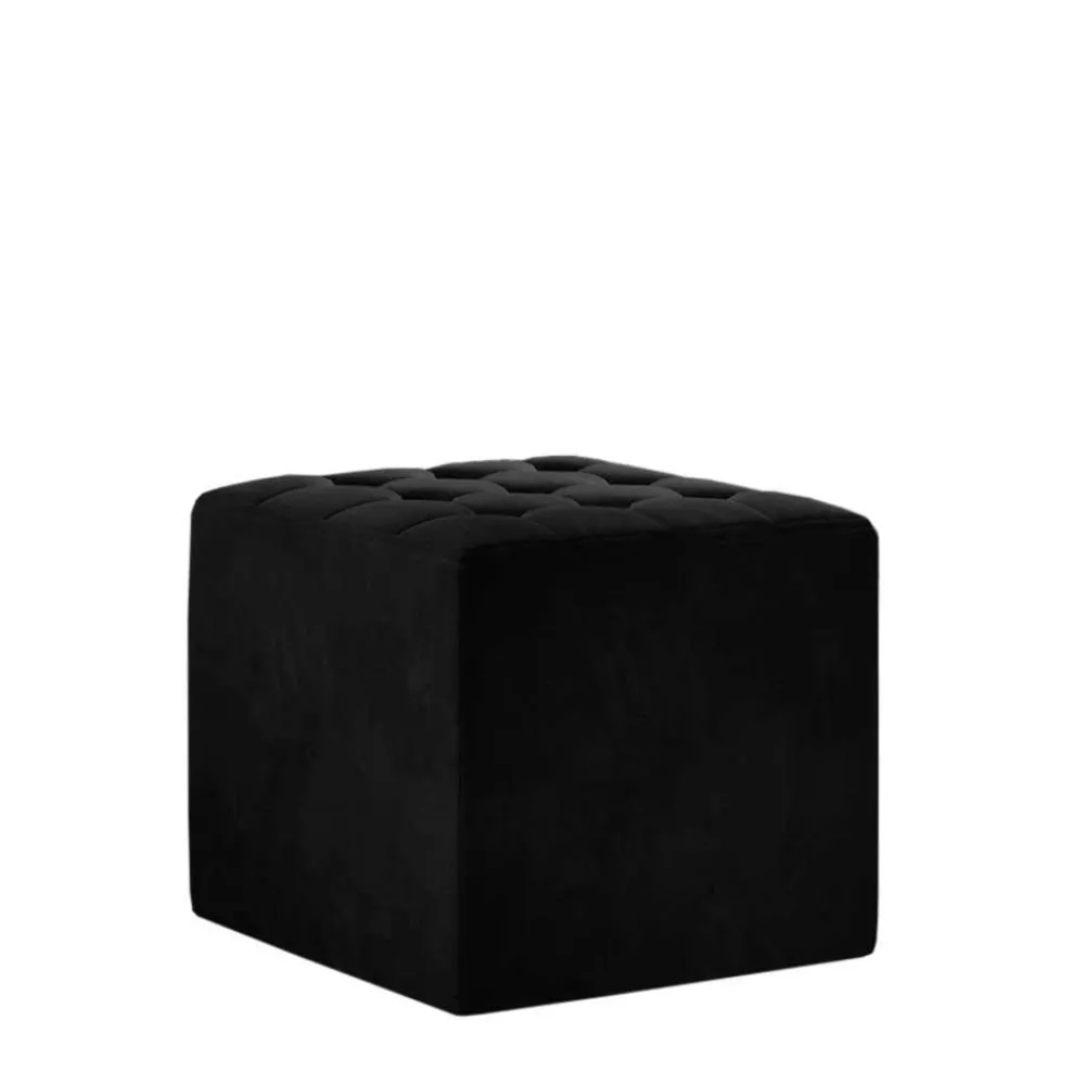 Wohnen Barhocker*Beistellhocker aus mattem Samt in Schwarz - Ostavion