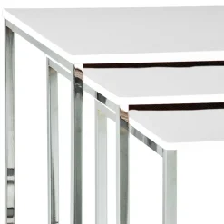 Wohnen Küchentische|Esszimmertische*Beistelltisch Atlantis in Hochglanz Weiß (dreiteilig)