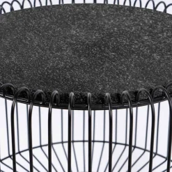 Wohnen Schwarze Möbel|Tische*Beistelltisch in Schwarz Marmorplatte - Davork