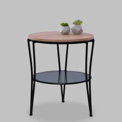 Wohnen Telefontische*Beistelltisch in Wildeiche mit Glasablage in Grau - Tanoru