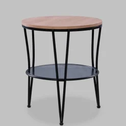 Wohnen Telefontische*Beistelltisch in Wildeiche mit Glasablage in Grau - Tanoru