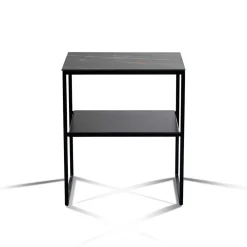 Wohnen Telefontische*Beistelltisch mit Ablage in Schwarz Marmor Optik - Eila