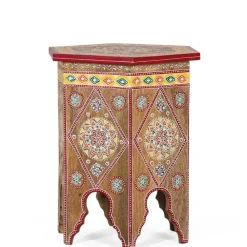 Wohnen Boho Style Möbel|Designermöbel*Beistelltisch mit farbenfrohen Mandalas und Mustern - Jambi