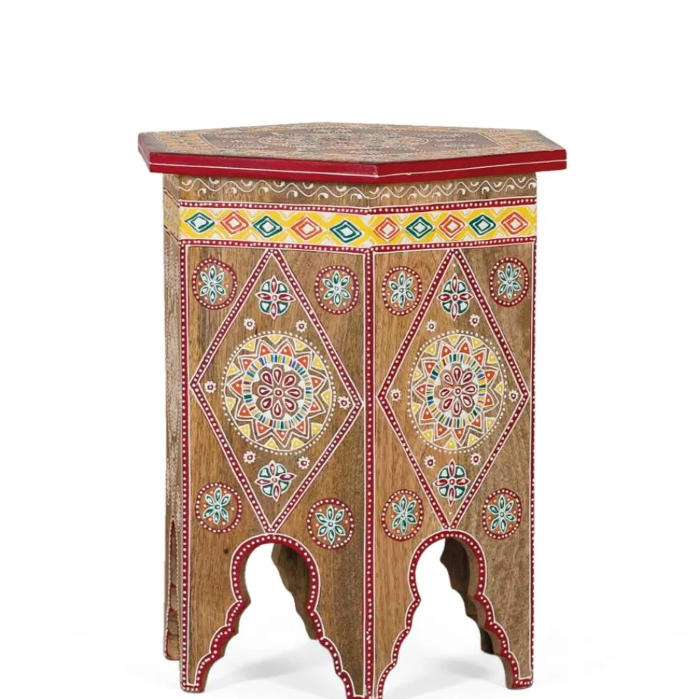 Wohnen Boho Style Möbel|Designermöbel*Beistelltisch mit farbenfrohen Mandalas und Mustern - Jambi