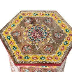 Wohnen Boho Style Möbel|Designermöbel*Beistelltisch mit farbenfrohen Mandalas und Mustern - Jambi