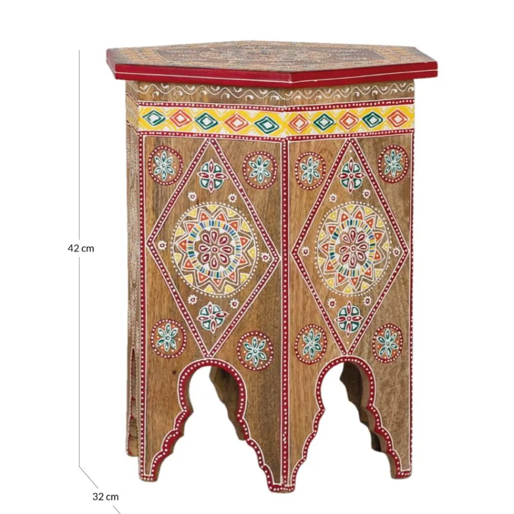 Wohnen Boho Style Möbel|Designermöbel*Beistelltisch mit farbenfrohen Mandalas und Mustern - Jambi