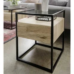 Wohnen Beistelltisch mit Glasplatte und Stauraum - Vientor