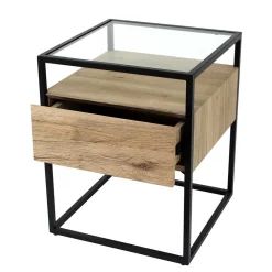 Wohnen Beistelltisch mit Glasplatte und Stauraum - Vientor