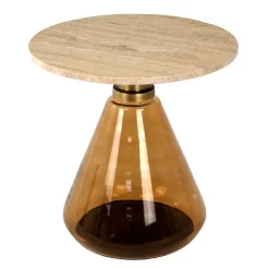 Wohnen Beistelltisch mit Marmorplatte Hellbraun - Barbarino