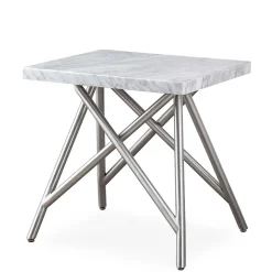 Wohnen Telefontische*Beistelltisch mit Marmorplatte Weiß Grau - Montao