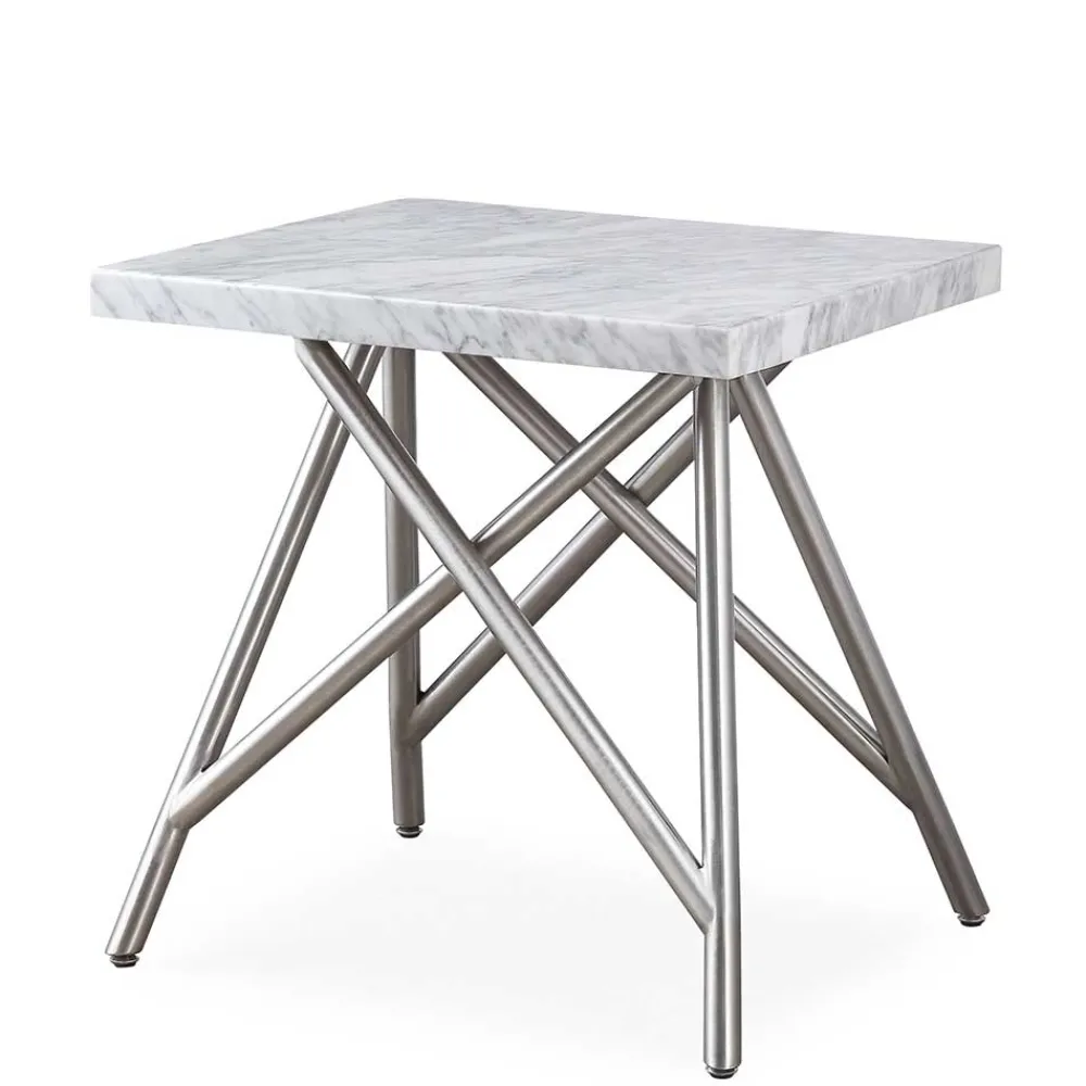 Wohnen Telefontische*Beistelltisch mit Marmorplatte Weiß Grau - Montao