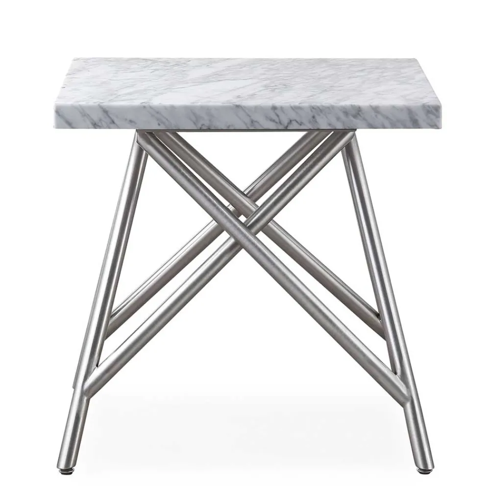 Wohnen Telefontische*Beistelltisch mit Marmorplatte Weiß Grau - Montao