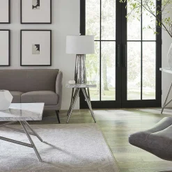 Wohnen Telefontische*Beistelltisch mit Marmorplatte Weiß Grau - Montao