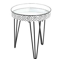 Wohnen Retro Möbel*Beistelltisch mit Platte aus Spiegelglas - Elba