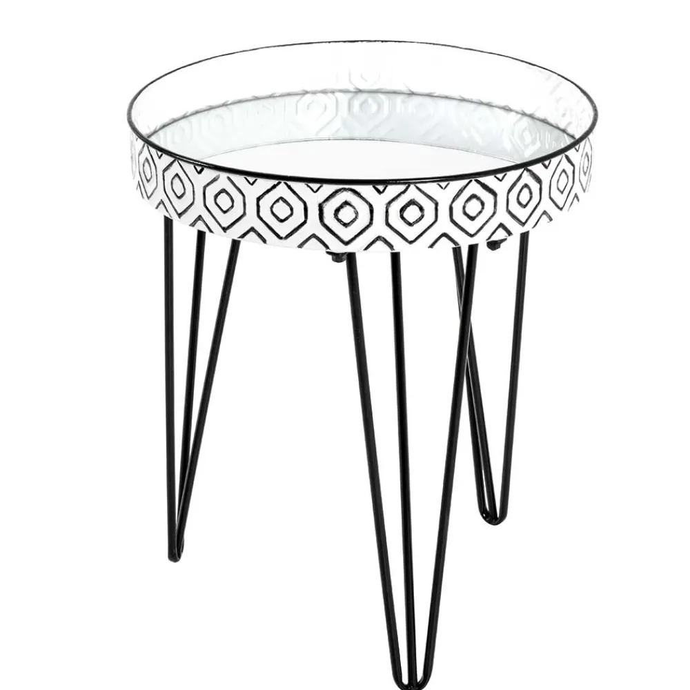 Wohnen Retro Möbel*Beistelltisch mit Platte aus Spiegelglas - Elba