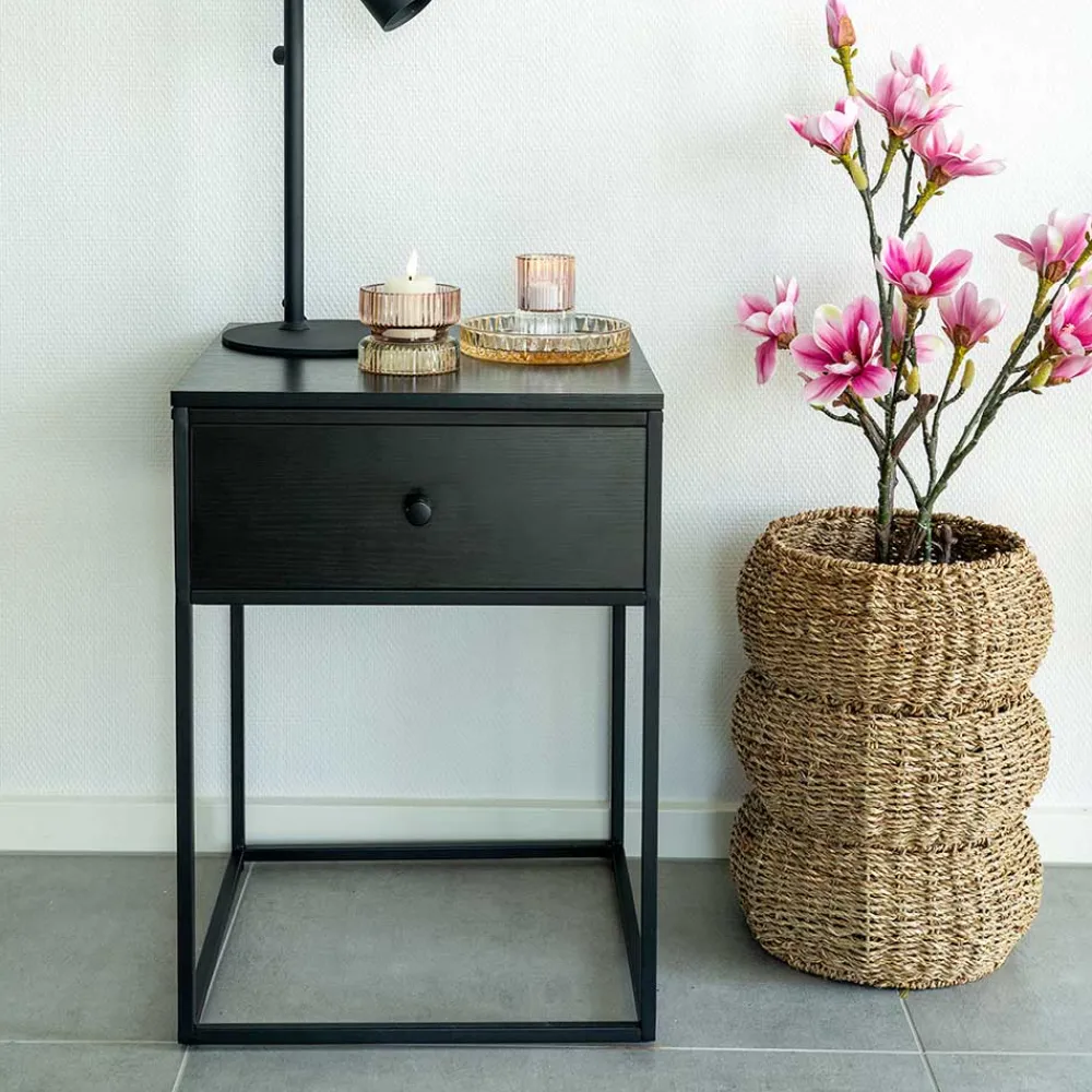 Wohnen Telefontische*Beistelltisch mit Schublade in Schwarz - Esbessa