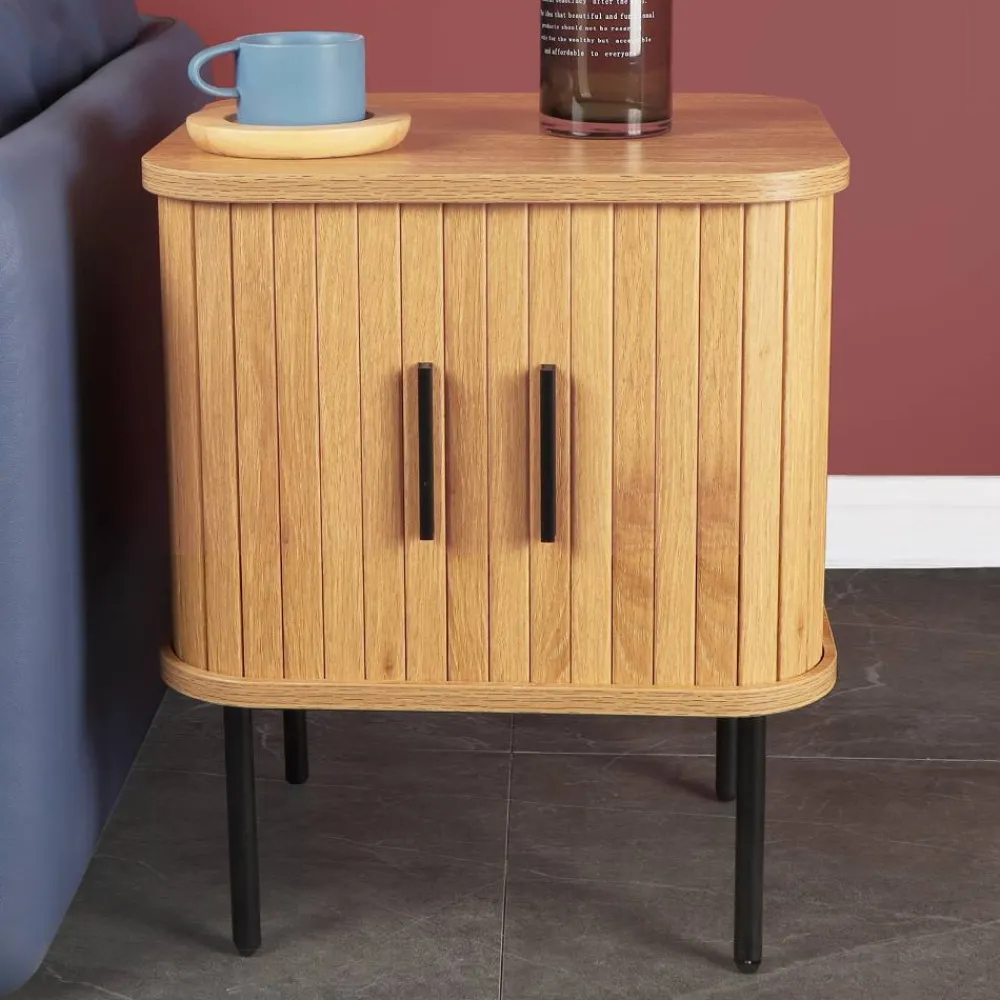 Wohnen Nachttische|Kommoden*Beistelltisch Nachtkommode mit Schiebetüren - Barnetta