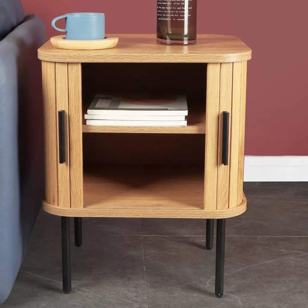 Wohnen Nachttische|Kommoden*Beistelltisch Nachtkommode mit Schiebetüren - Barnetta