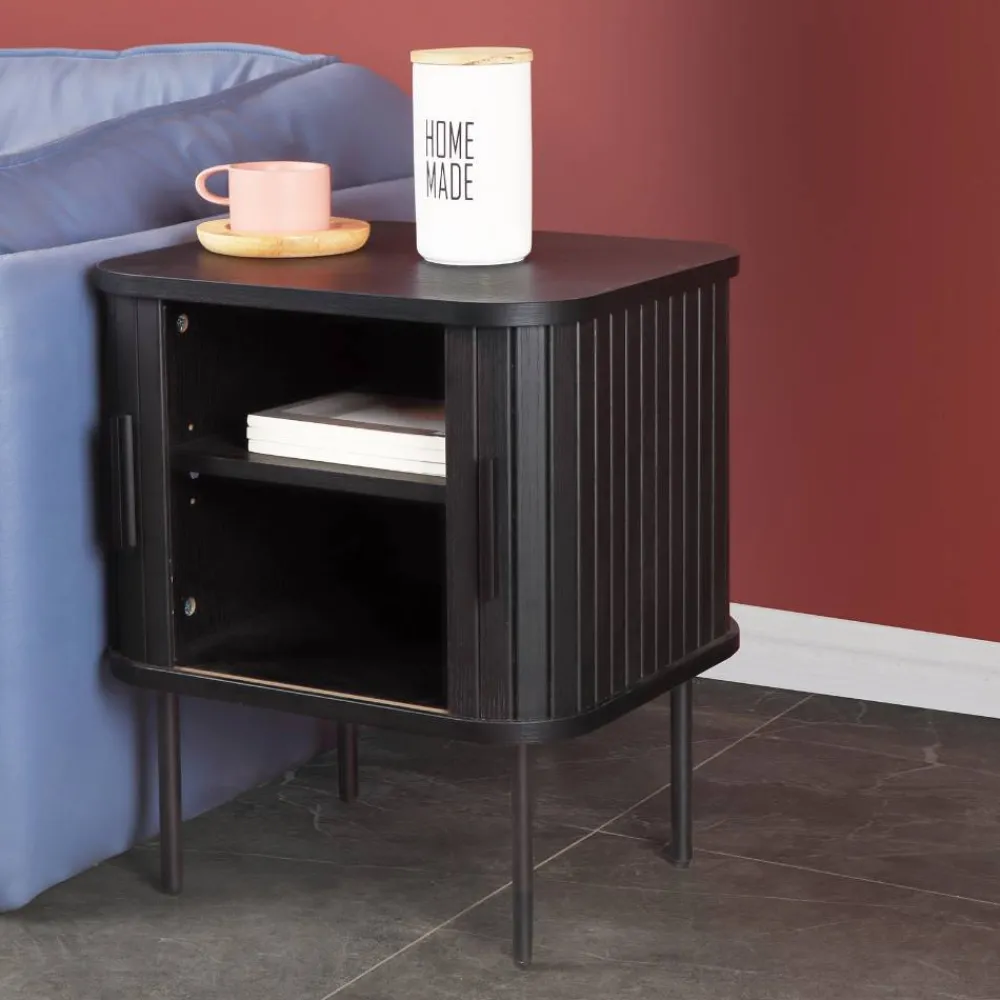 Wohnen Beistelltisch Nachtkommode mit Schiebetüren - Lurymav