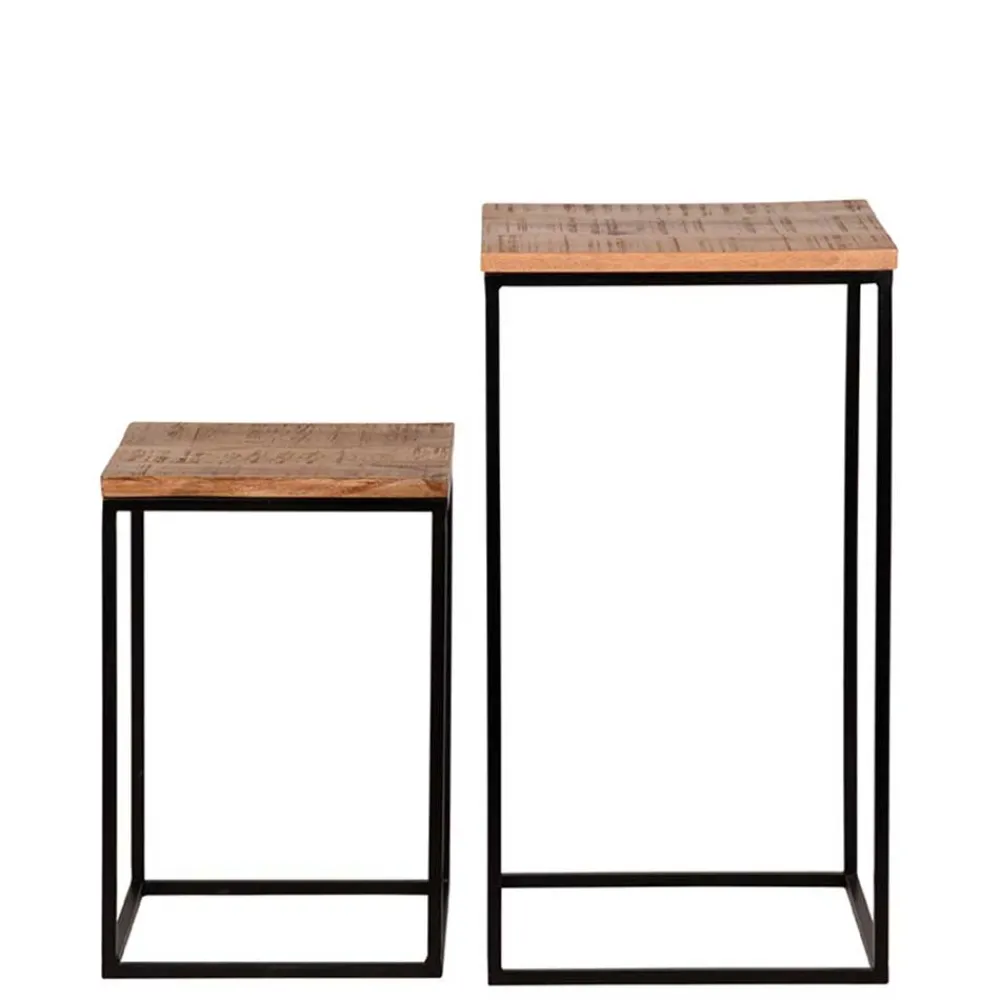 Wohnen Telefontische*Beistelltisch Set in Mangoholz Natur - Asnada (zweiteilig)