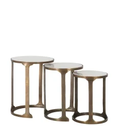 Wohnen Telefontische*Beistelltisch Trio mit Marmorplatten - Manoja (dreiteilig)