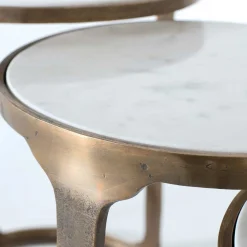 Wohnen Telefontische*Beistelltisch Trio mit Marmorplatten - Manoja (dreiteilig)