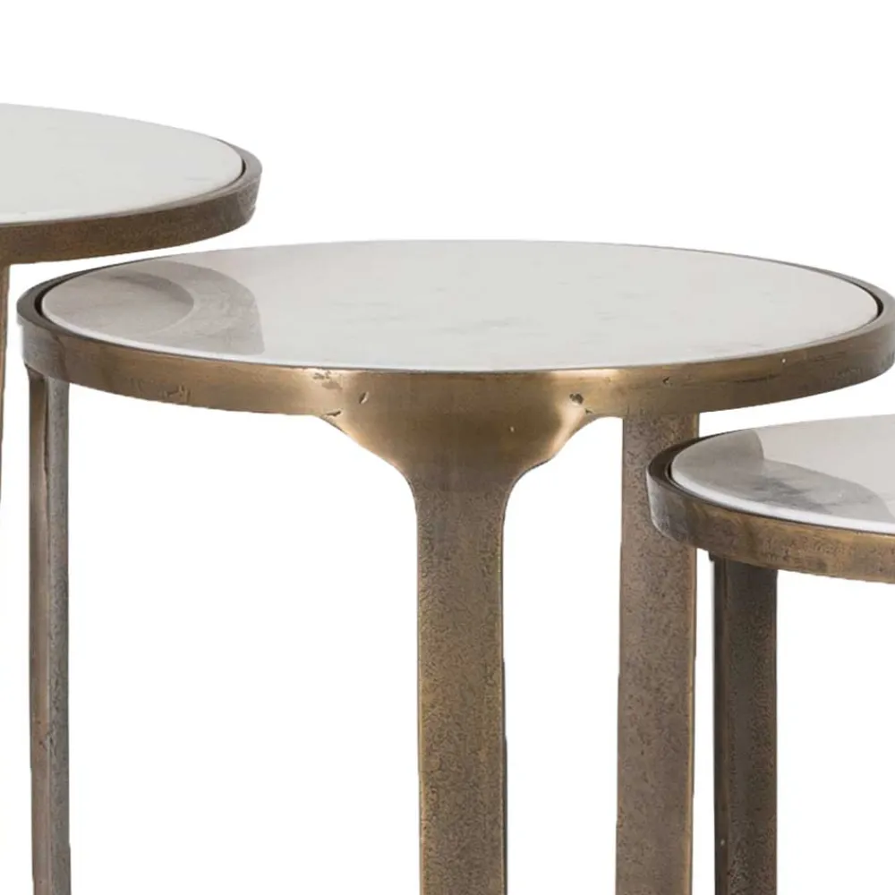 Wohnen Telefontische*Beistelltisch Trio mit Marmorplatten - Manoja (dreiteilig)