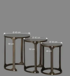 Wohnen Telefontische*Beistelltisch Trio mit Marmorplatten - Manoja (dreiteilig)