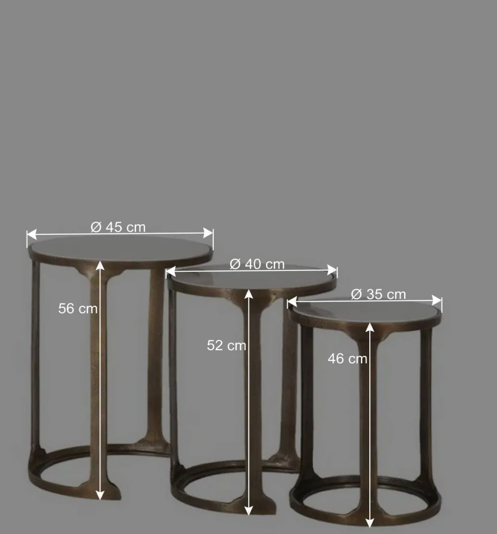 Wohnen Telefontische*Beistelltisch Trio mit Marmorplatten - Manoja (dreiteilig)