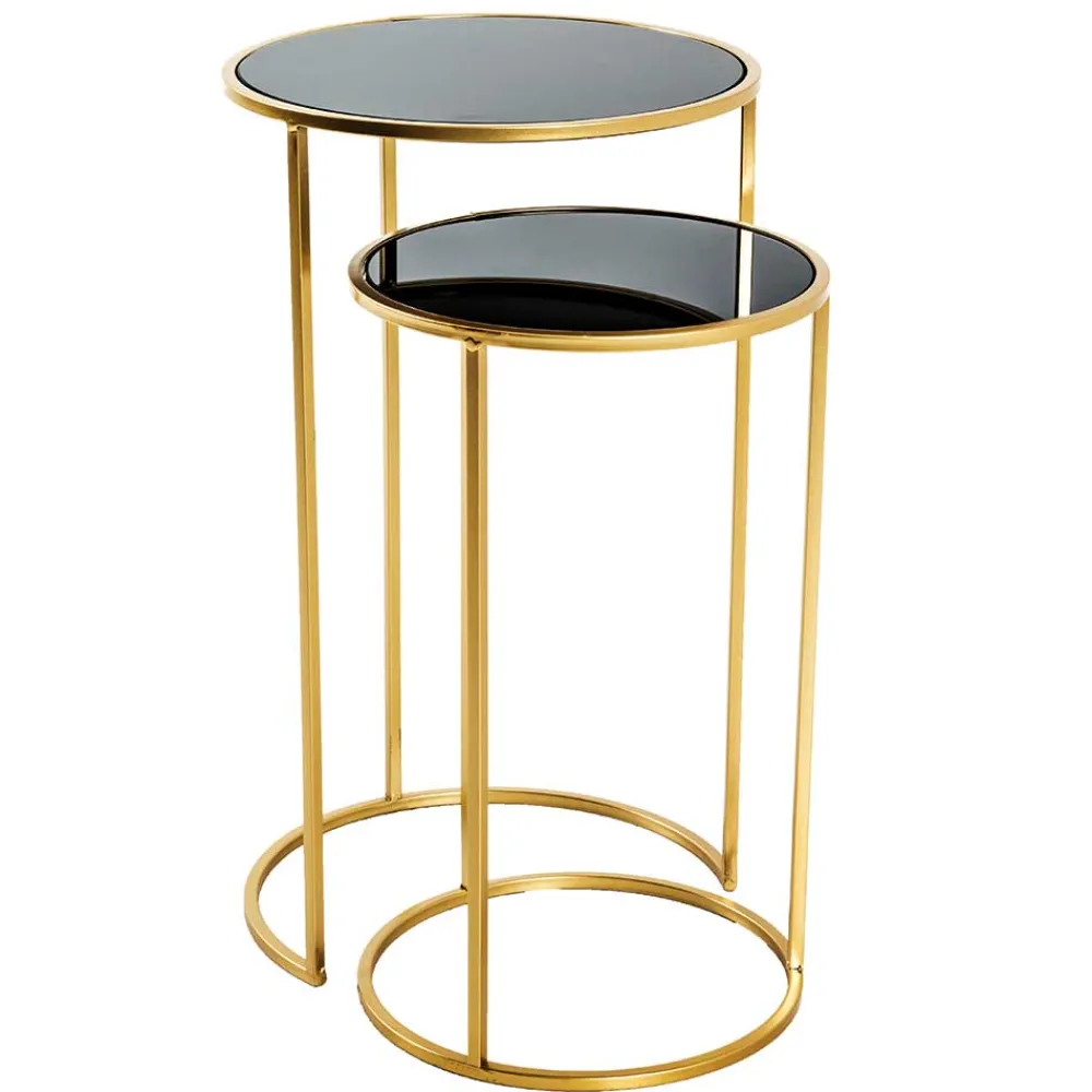 Wohnen Telefontische*Beistelltische aus Schwarzglas - Ektuala (zweiteilig)