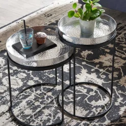 Wohnen Beistelltische mit Tabletts in Silber - Makimona (zweiteilig)