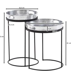 Wohnen Beistelltische mit Tabletts in Silber - Makimona (zweiteilig)