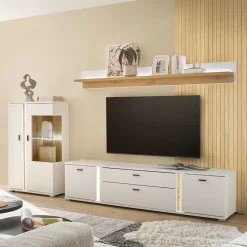 Wohnen Wohnwände|Wohnwand*Beleuchtete TV Anbauwand Möbelset - Racelyn (dreiteilig)
