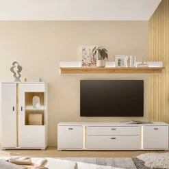 Wohnen Wohnwände|Wohnwand*Beleuchtete TV Anbauwand Möbelset - Racelyn (dreiteilig)