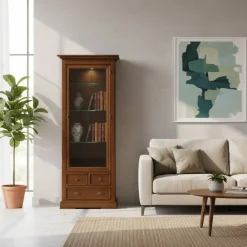 Wohnen Wohnzimmerschränke|Vitrinen*Beleuchtete Vitrine in Walnuss Braun - Istefanio