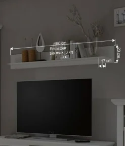 Wohnen Wohnzimmerschränke|Wohnwände*Beleuchtete Wohnwand Chelles im weißem Landhausstil (vierteilig)